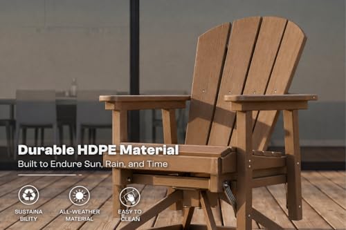 Set of 2 Adirondack Swivel Glider Chairs, All-Weather HDPE Patio Glider Set f...