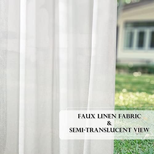 RYB HOME Linen Sheer Outdoor Curtains for Patio Waterproof 84 inch Length