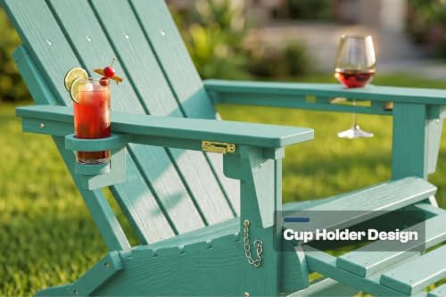 All-Weather HDPE Rocking Adirondack Chairs Set of 2, Heavy Duty Folding Patio...