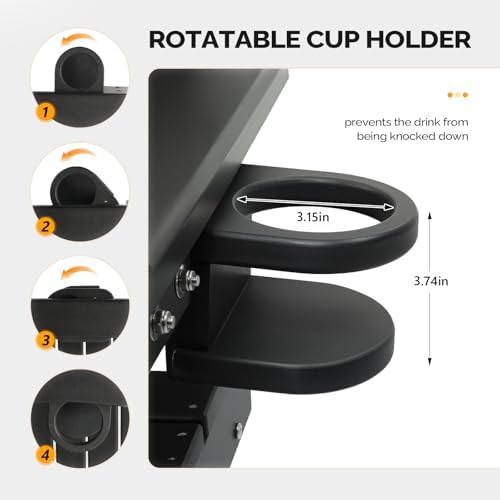 VINGLI 2.2FT HDPE Porch Swing with Cup Holder, Porch Swing Chair, Black