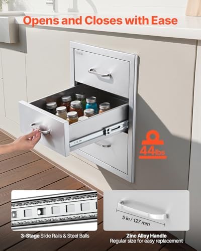 VEVOR Outdoor Kitchen Drawers 18.11"W x 23.23"H x 23.23"D Stai...