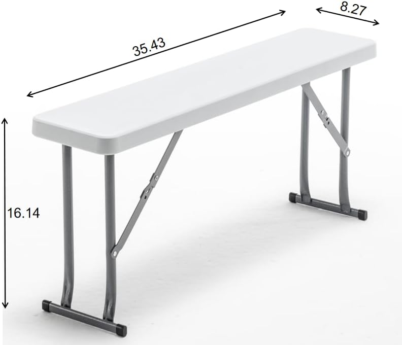 BTEXPERT 3-Piece Set Plastic Portable Folding Beer Picnic Table & Two Ben...