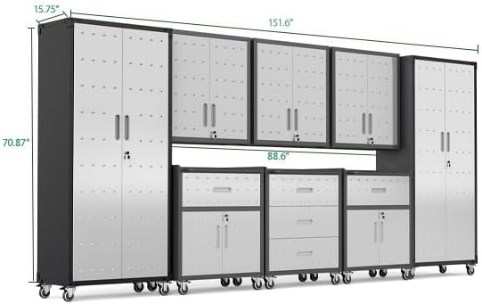 Garage Cabinet System | Heavy Duty Steel All-in-One Modular Garage Cabinet Se...