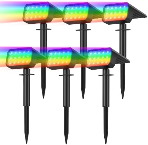 Solar Spot Lights Outdoor, 6 Pack Multicolor Outdoor Solar Lights for Yard, 4...