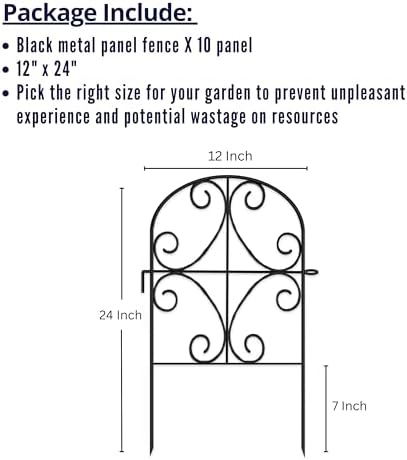 ShopLaLa Garden Fence Border Animal Barrier (10 Panels) 12in(L) x 24in(H) Met...