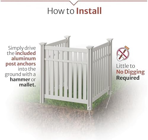 Enclo Hartford Privacy Screen, White Vinyl DIY No Dig Kit