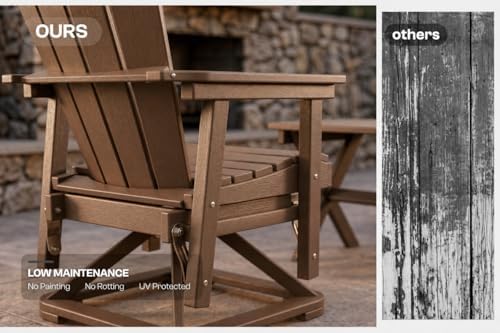 Set of 2 Adirondack Swivel Glider Chairs, All-Weather HDPE Patio Glider Set f...
