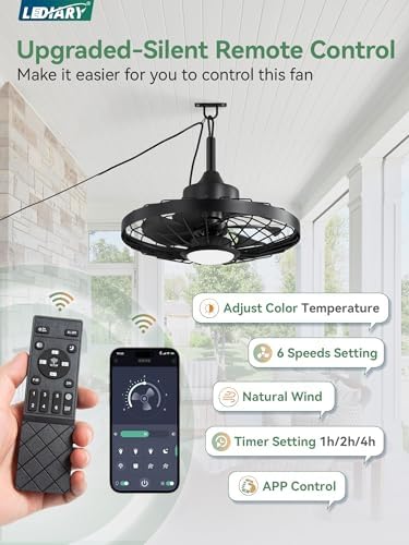 LEDIARY 20" Outdoor IP65 Waterproof Plug in Ceiling Fan with Lights