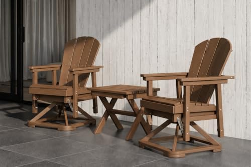 Set of 2 Adirondack Swivel Glider Chairs, All-Weather HDPE Patio Glider Set f...