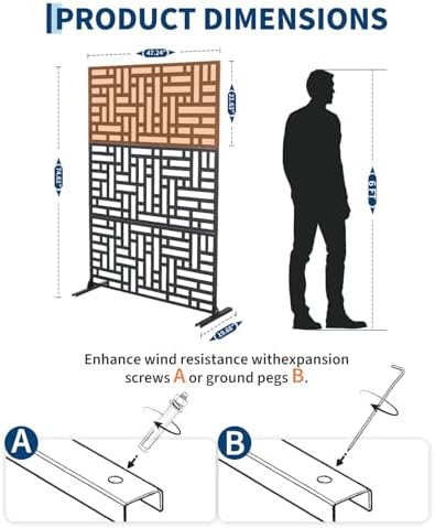 Outdoor Privacy Screen, 48" W x 75" H, Metal Privacy Divider Panels