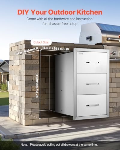 VEVOR Outdoor Kitchen Drawers 16"W x 28.5"H x 20.5"D Stainless...