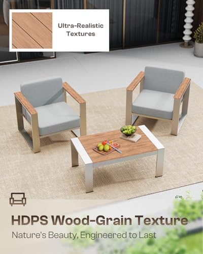 Aluminum Patio Furniture Set, 5 Seats Outdoor Patio Conversation Sets with Er...
