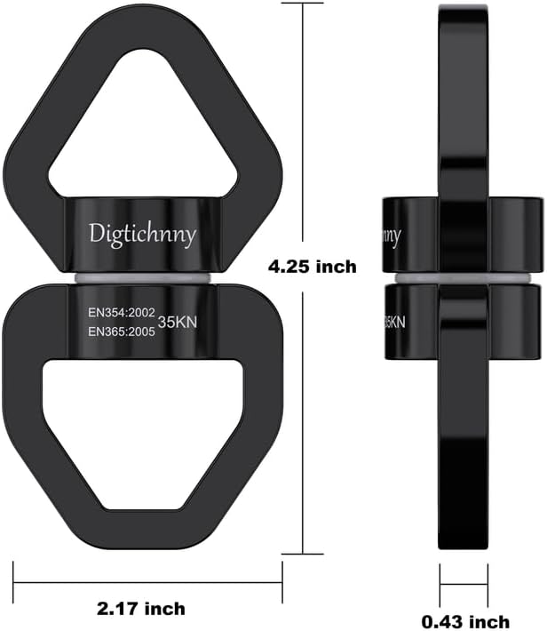 35KN Swing Swivel with Swivel Carabiner, Black, 2 Pack
