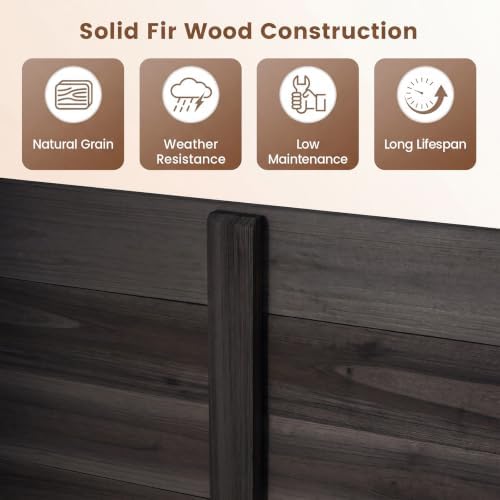 Giantex 3 Panels Wooden Privacy Fence with Stakes, 47" W x 45.5" H,...