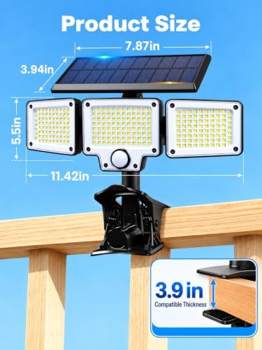 Clip on Solar Lights Outdoor,3000mAh Flood Lights with Motion Sensor,Remote