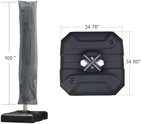 PURPLE LEAF Umbrella with Base & Cover 9' x 9' Height Control Lig...