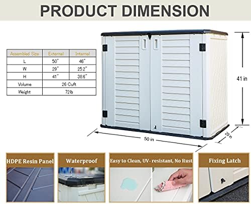 HOMSPARK Storage Shed Weather Resistance, Multi-Purpose Outdoor Storage Cabin...