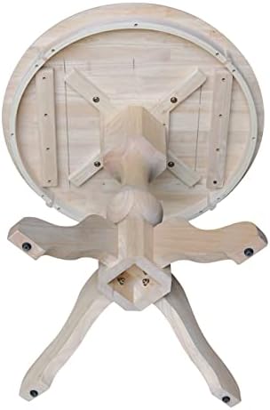IC International Concepts, 30" Round Top Pedestal Dining Table, Solid Re...