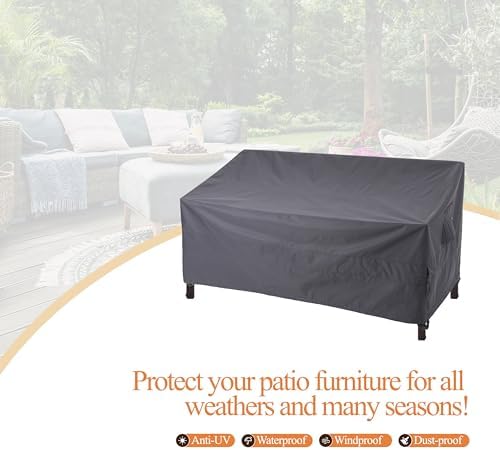 WJ-X3 Outdoor Loveseat Sofa Cover,Patio Couch Covers, 58W x 40D x 35H, Grey