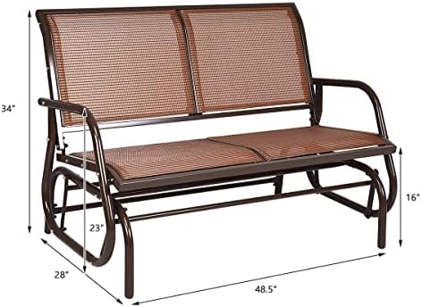 GIANTEX 48 Inch Swing Glider Chair, 2 People Swing Lounge Glider Chair