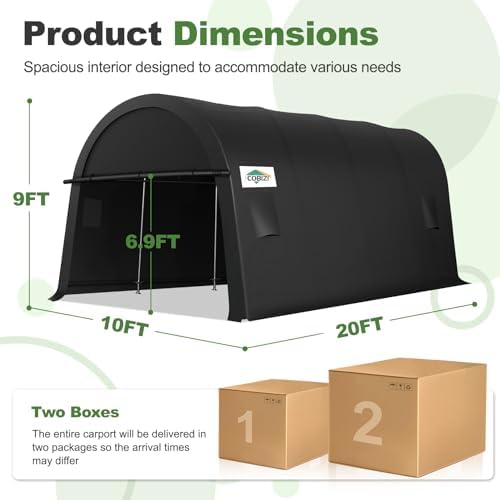 COBIZI Carport Canopy 10x20 Heavy Duty Portable Garage,