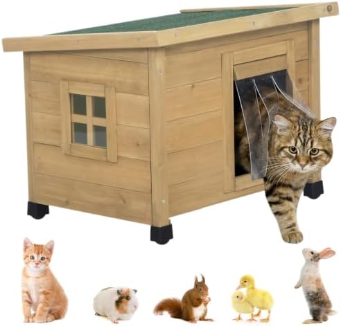 Agitree Outdoor Wooden Pet House, Weatherproof Winter Shelter for рuррy and S...