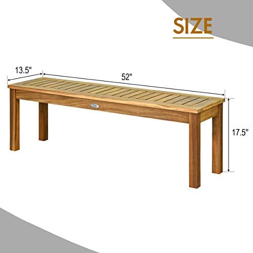 Tangkula 52 Inches Acacia Wood Outdoor Bench for Dining Room, Entryway, Pools...