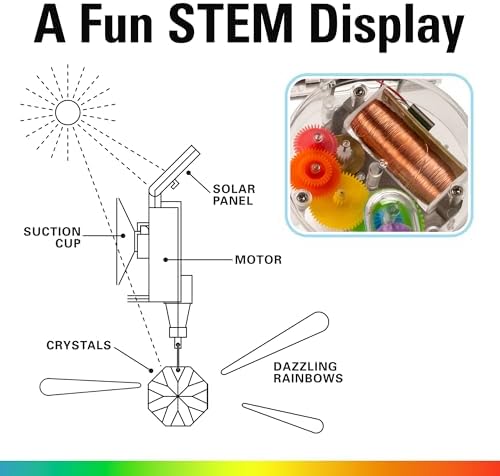 Kikkerland Solar Powered Rainbow Maker – Prism Suncatcher, Fun Home Window De...