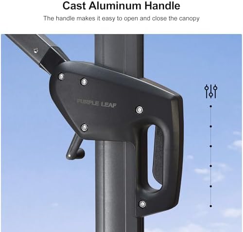 PURPLE LEAF Cantilever Umbrella 9' x 11.5' Rectangle 360° Rotation Grey