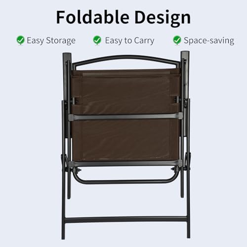 Outdoor Folding Patio Dining Sling Chairs with Mesh Fabric for Garden Lawn Co...