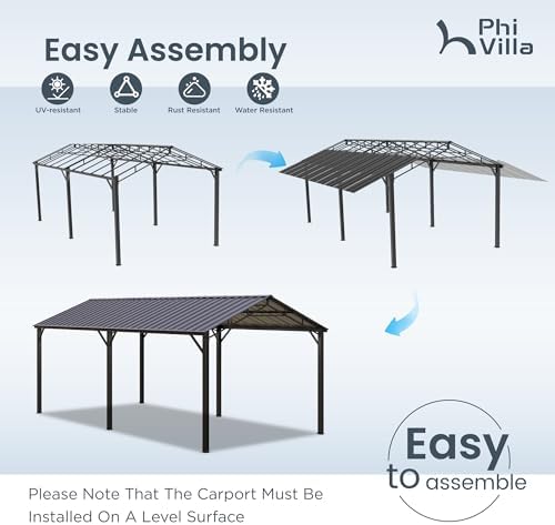 PHI VILLA 10x20ft Carport Metal Heavy Duty Carports Car Shelter