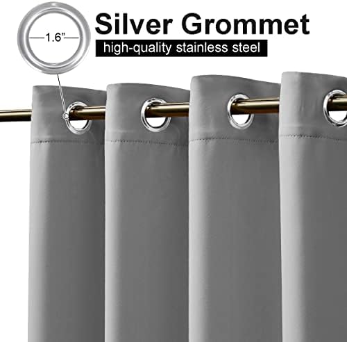 NICETOWN 2 Panels Sliver Grey Blackout Outdoor Curtains for Patio Waterproof ...