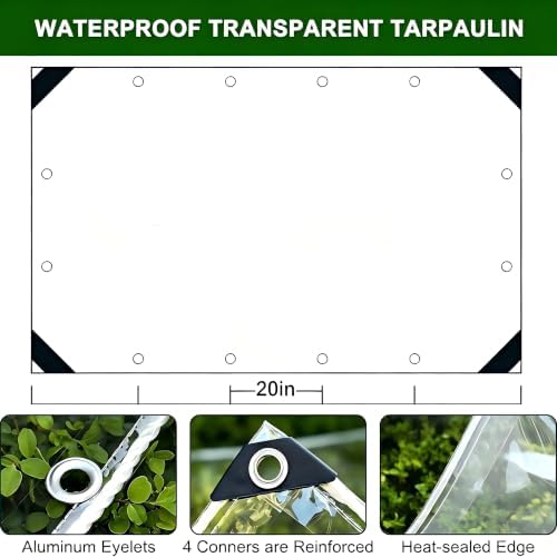 Clear Tarp 6X20ft Thick Heavy Duty Waterproof PVC Vinyl with Grommets