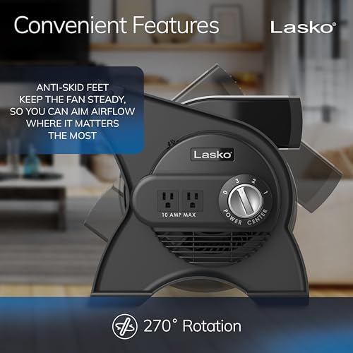 Lasko Pivoting High Velocity Portable Utility Fan - 12" - U12104 - Black