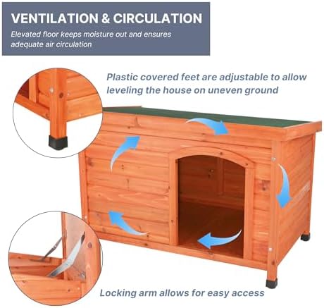TRIXIE Pet Products Dog Club House, Large,Glazed Pine,40.75x26.75x28.25 Inch ...