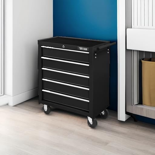 TUFFIOM 5-Drawer Rolling Tool Chest w/Drawers & Lock, Tool Storage Cabine...