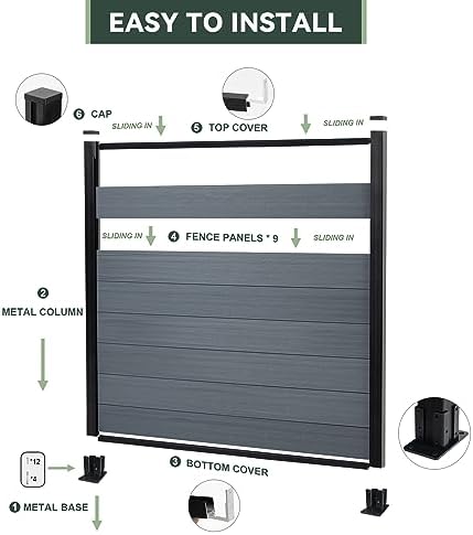 Mondaria Privacy Fence Panels for Outside,6ft(W) x 6ft(H) Outdoor Privacy Pan...