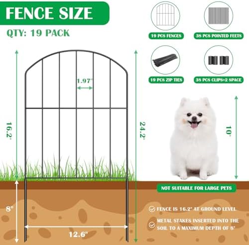 VANCASTLE Decorative Garden Fence Outdoor, 20ft (L) x 24in (H), 19 Panels
