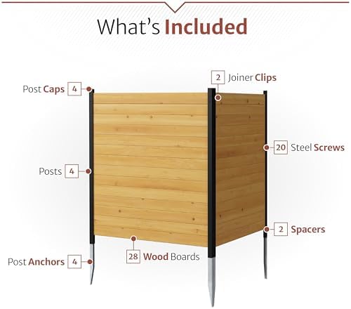 Enclo Richmond Privacy Screen, Cedar Wood, DIY No Dig Screen Kit