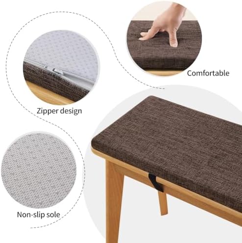 3cm Thick Bench Cushion for Indoor/Outdoor Custom Size Thick Linen Non-Slip S...