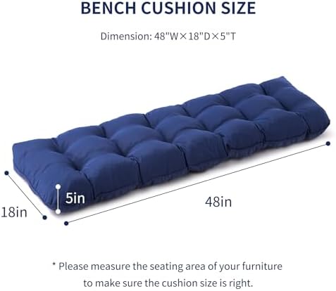 IPYNBAP Outdoor Bench Cushion, 48x18x5 Inch, Navy Blue