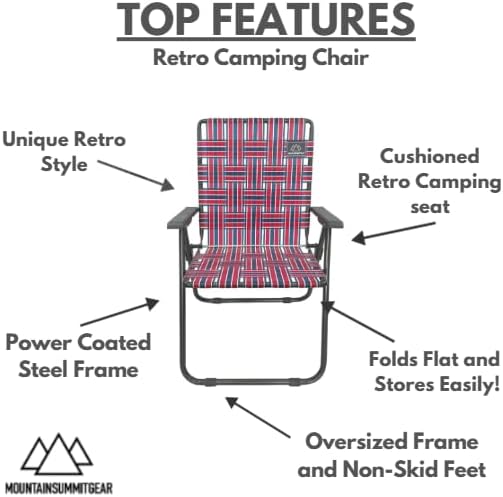 MOUNTAIN SUMMIT GEAR Retro Webbed Camping Chair - Lightweight, Foldable, Dura...