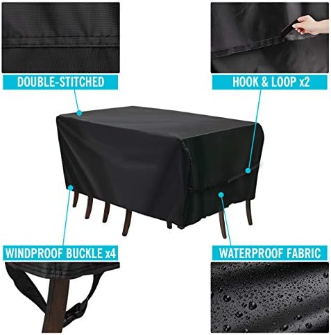 Velway Patio Furniture Cover Outdoor, Waterproof Rectangular Patio Table Chai...