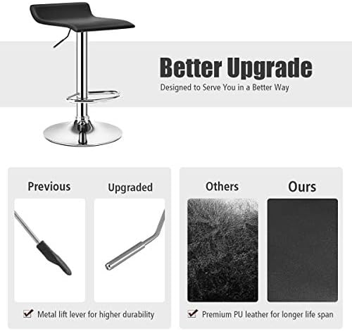 COSTWAY Set Swivel Bar Stools Adjustable Contemporary Modern Design Chrome Hy...