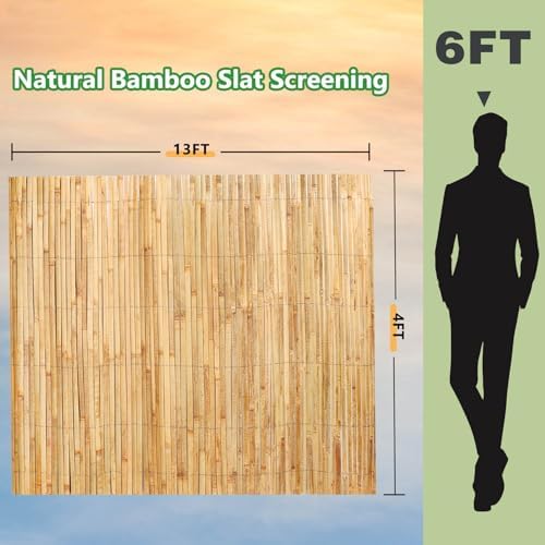 4ft x 13ft Natural Bamboo Slat Screening Roll, Outside Bamboo Privacy Fencing...
