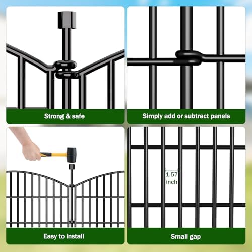 10 Panel No Dig Decorative Garden Fence 40" H x 23.6'L Outdoor Dog B...