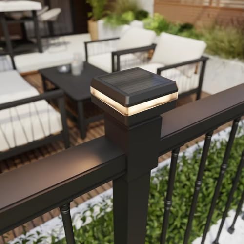 4 Pack Solar Post Cap Lights for 2x2 Inch Aluminum, Wrought Iron, and Garden/...