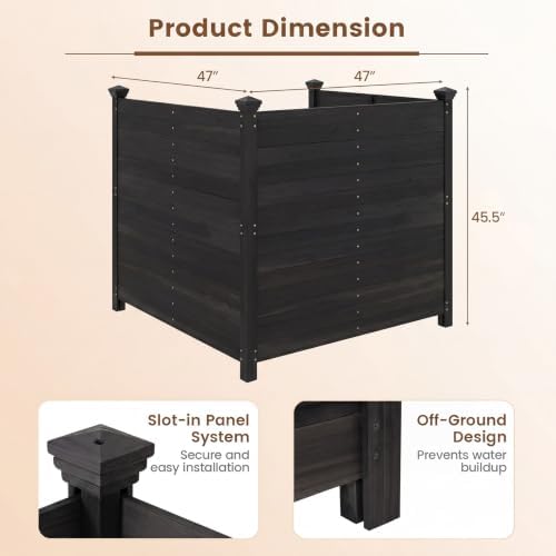 Giantex 3 Panels Wooden Privacy Fence with Stakes, 47" W x 45.5" H,...
