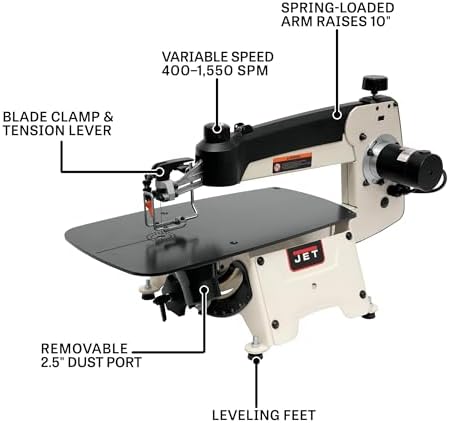 JET 18-Inch Variable-Speed Scroll Saw, 120V 1Ph (JWSS-18B)