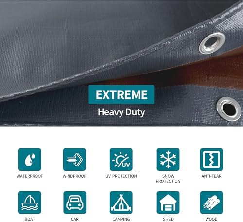 TARPAL tarp 8x12 Feet Super Heavy Duty Tarps Cover 20mil,Grey/Brown tarp